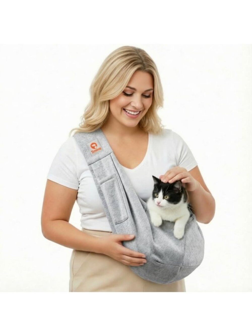Cozy Small Pet Sling Carrier for Dogs & Cats - Soft Crossbody Travel Bag, Gray